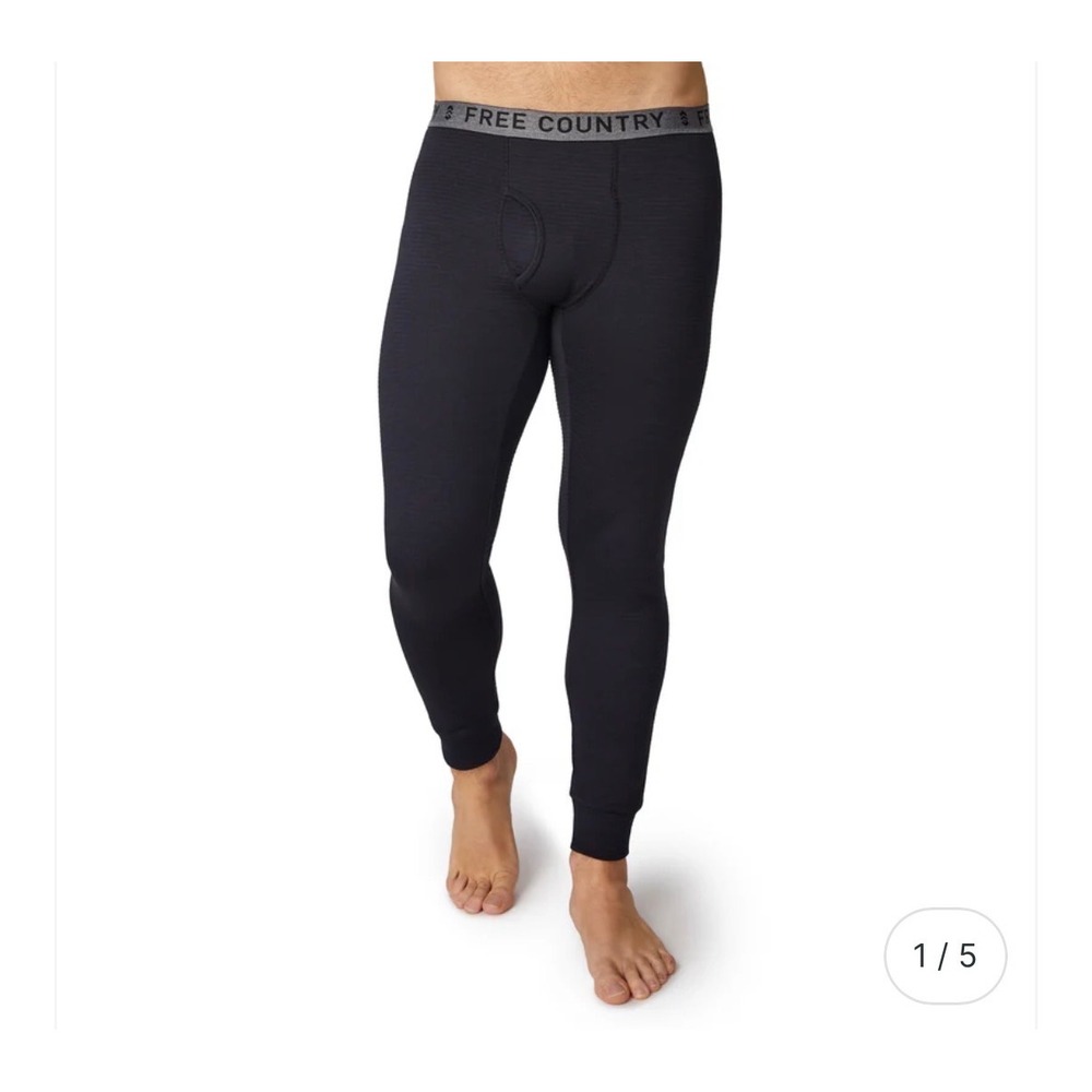 Free Country Men's Force Grid Fleece Base Layer Bottoms Black Size Large – New